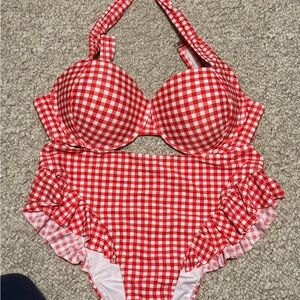 Red Checkered Bikini Set